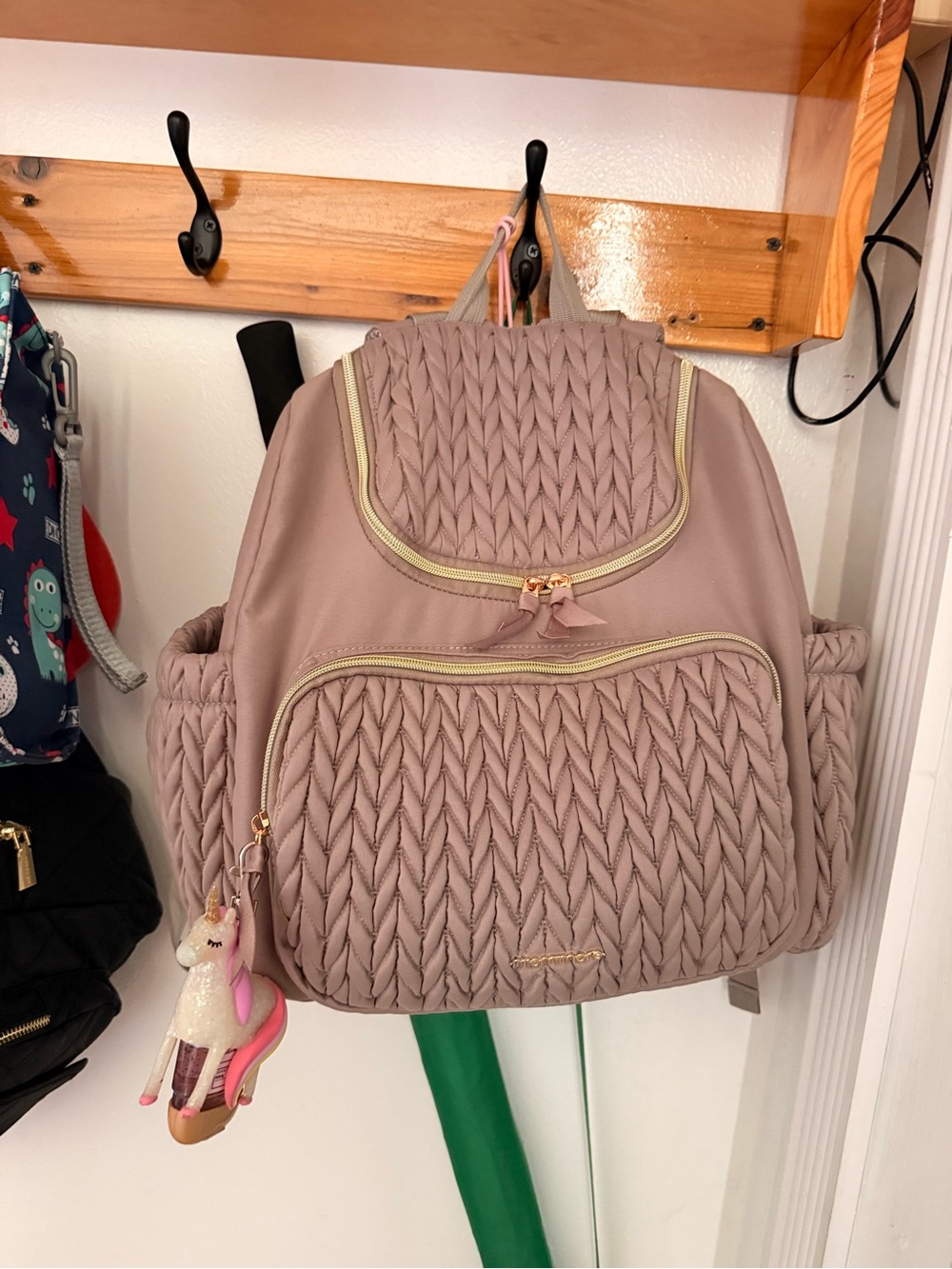 Quilted Mauve Women's Backpack Purse - Casual Everyday Bag